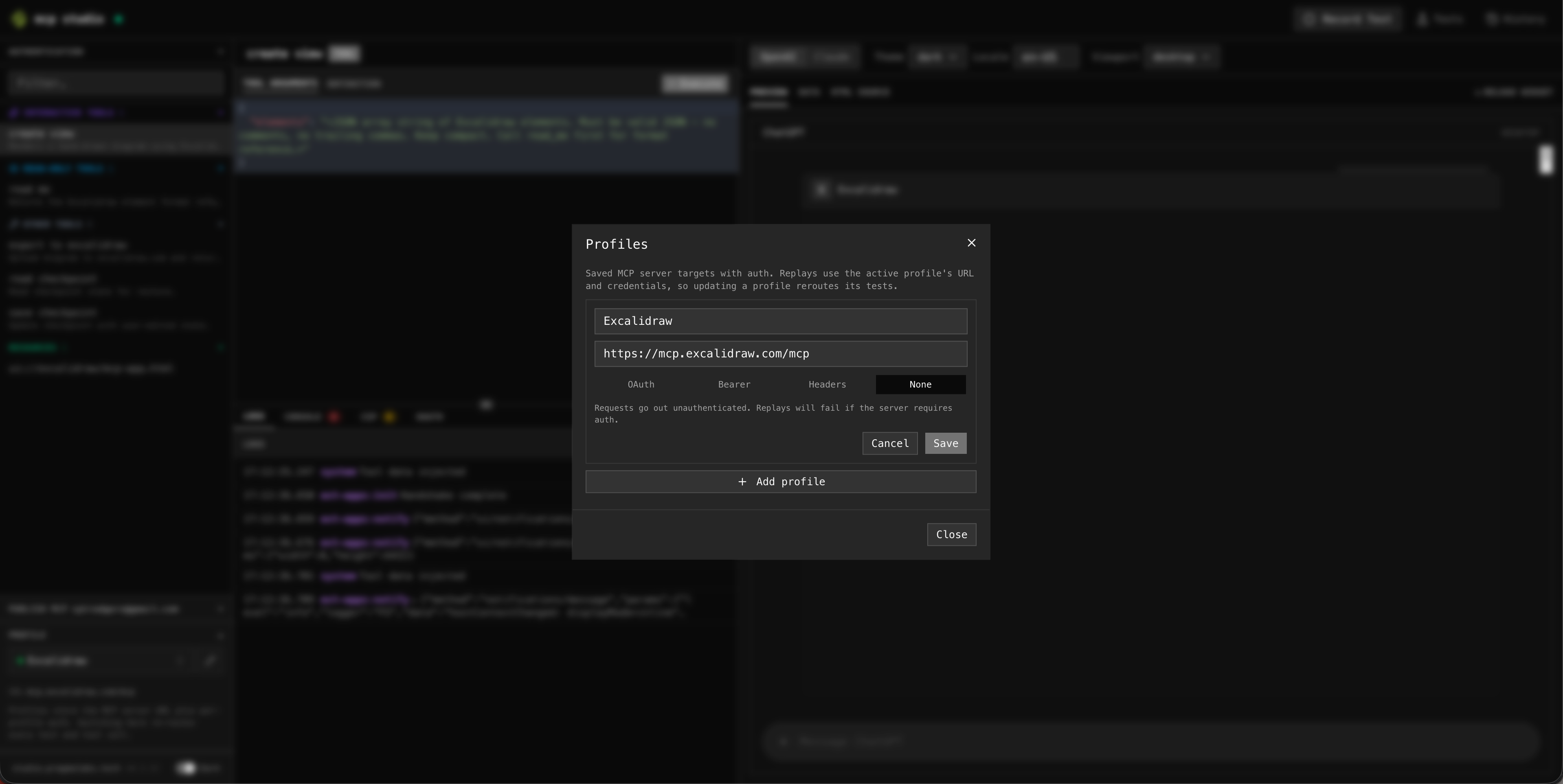 Profile editor dialog in MCP Studio