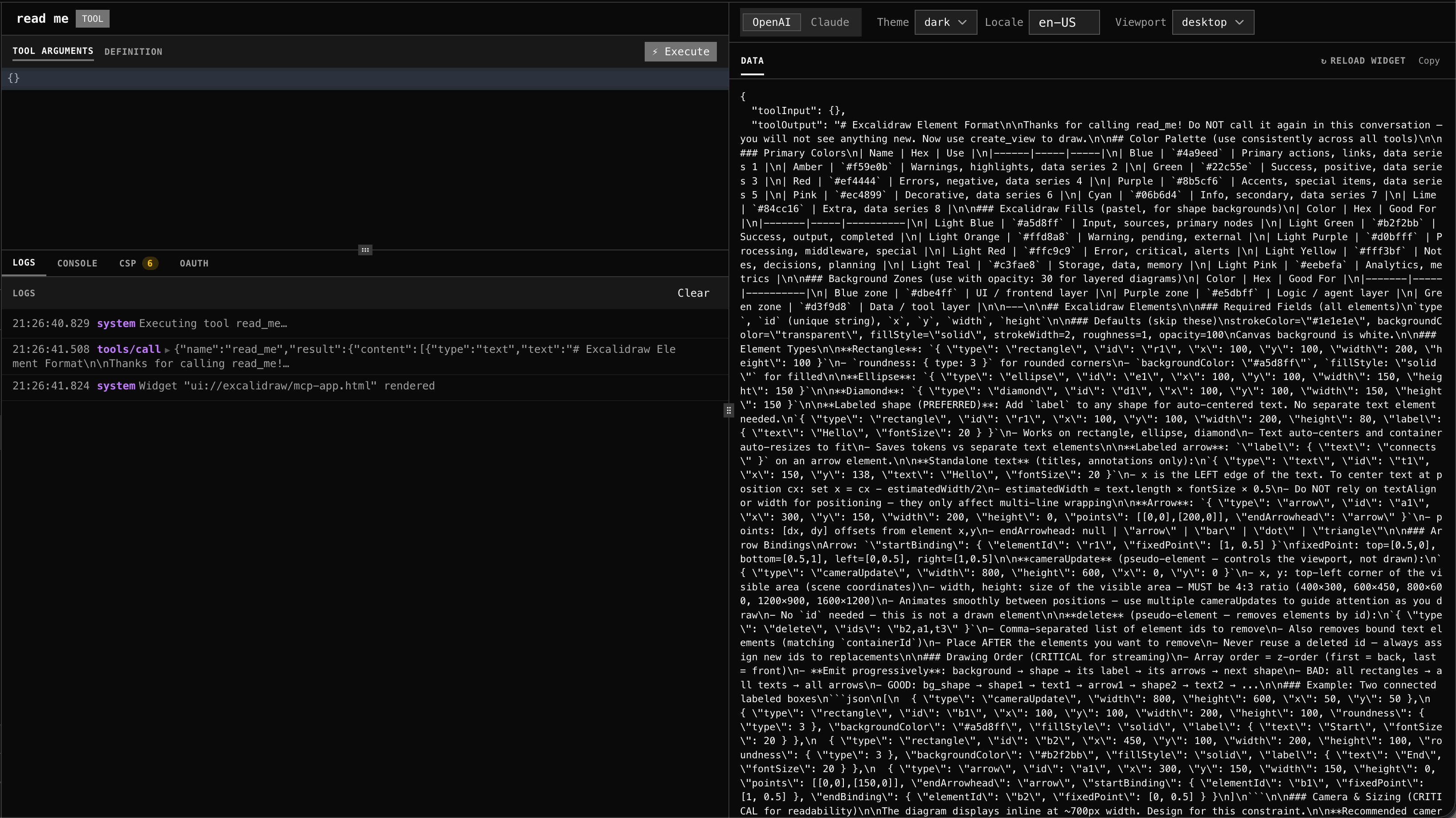 read_me tool result in MCP Studio